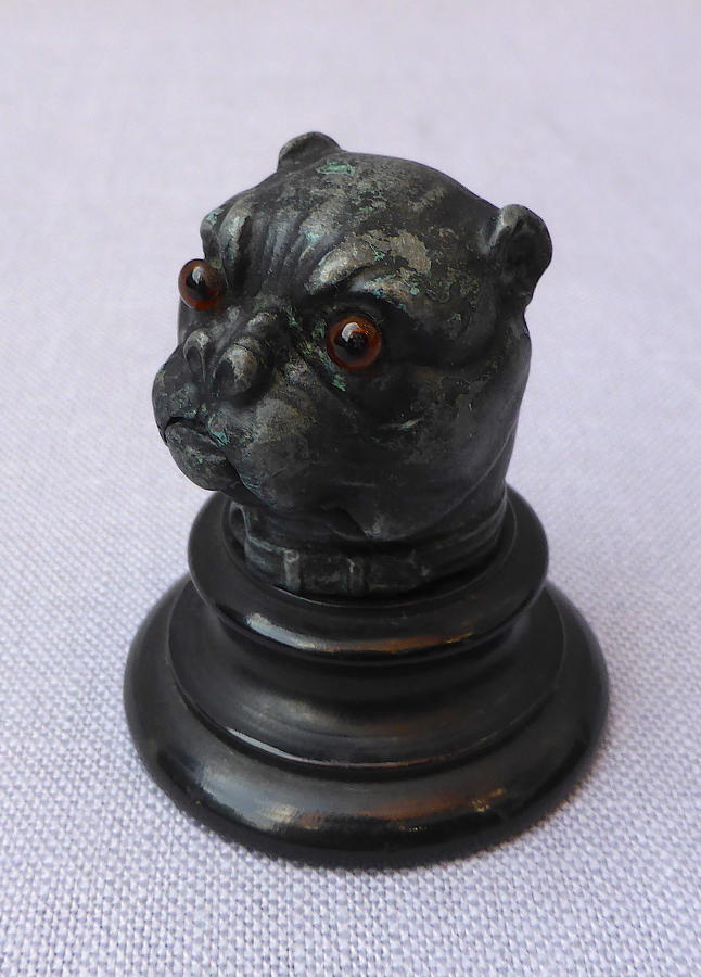 Unusual Victorian pug dog thimble holder