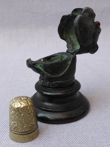 Unusual Victorian pug dog thimble holder