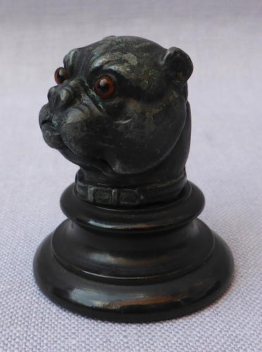 Unusual Victorian pug dog thimble holder