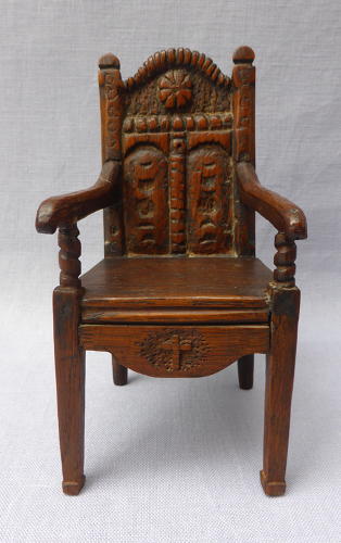 Late 19th century miniature carved wainscot chair