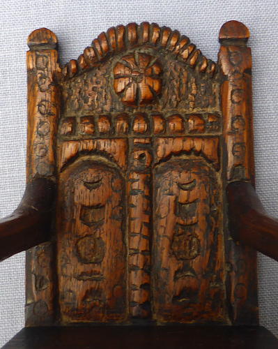 Late 19th century miniature carved wainscot chair