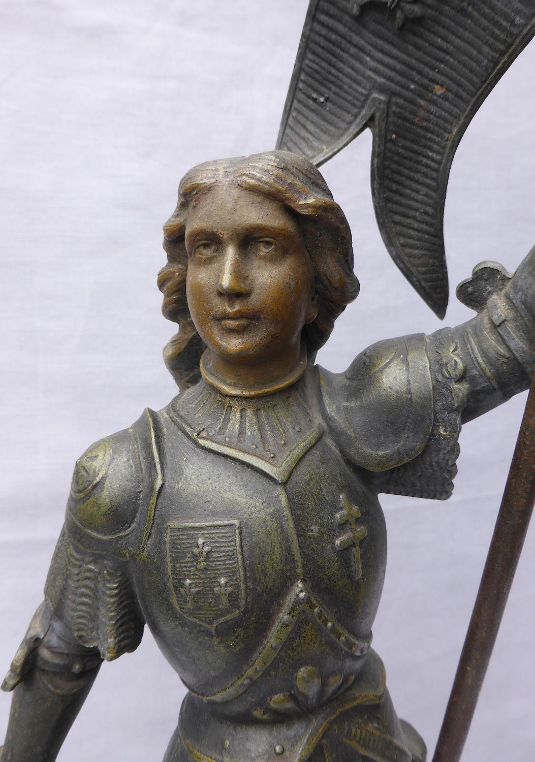 Late 19th century spelter Jeanne d'Arc statuette