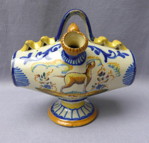 19th century Spanish faience botijo drinking flask
