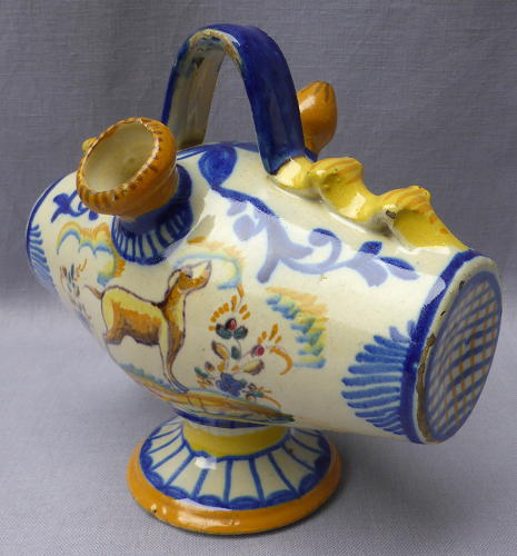 19th century Spanish faience botijo drinking flask