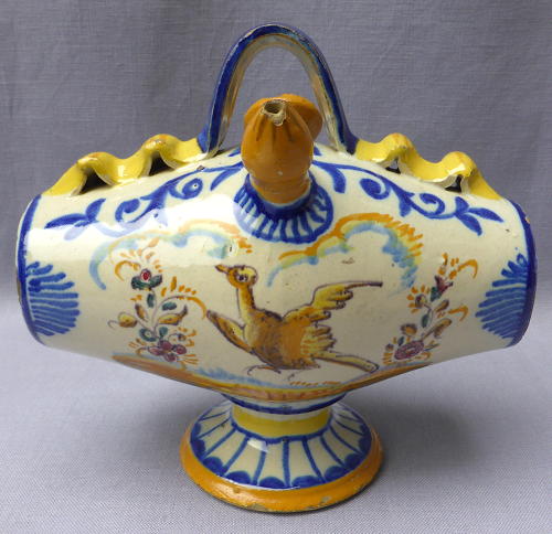 19th century Spanish faience botijo drinking flask