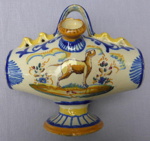 19th century Spanish faience botijo drinking flask