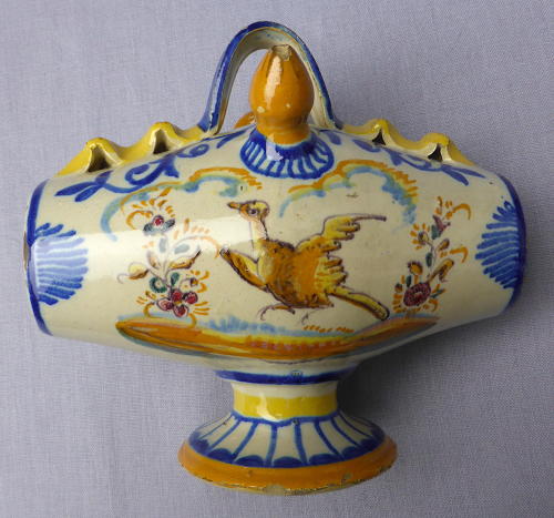 19th century Spanish faience botijo drinking flask