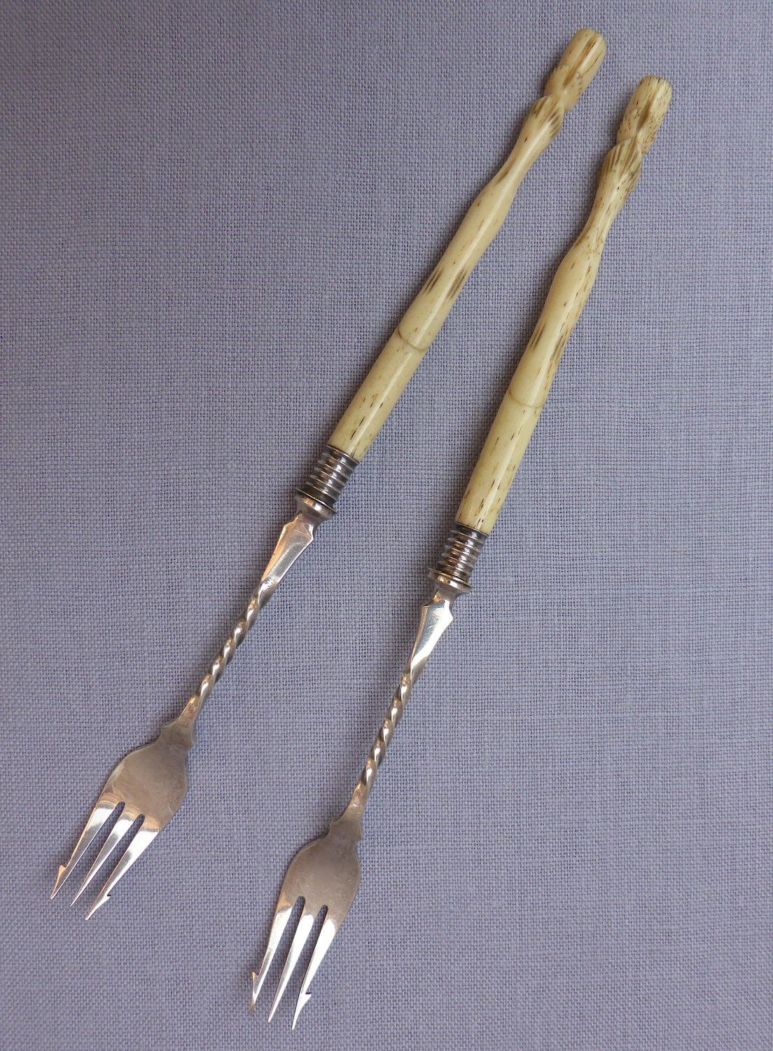 Pair of late 19th century hoof handle pickle forks