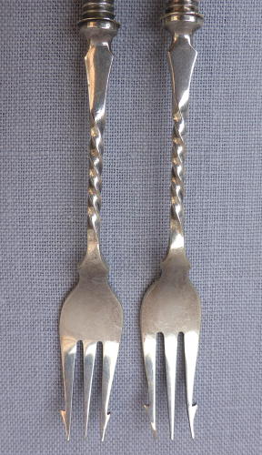 Pair of late 19th century hoof handle pickle forks