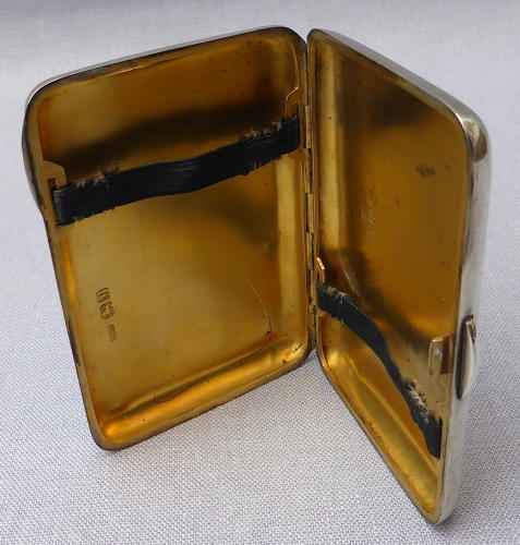 Silver cigarette case inscribed to C J Cutcliffe Hyne Chester 1895