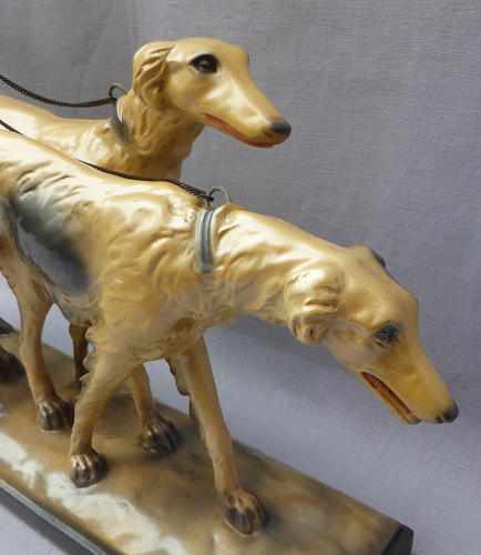 1930s Art Deco figure of woman with Borzoi dogs