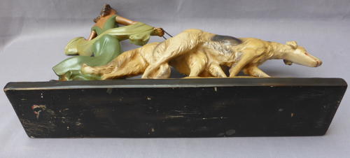 1930s Art Deco figure of woman with Borzoi dogs