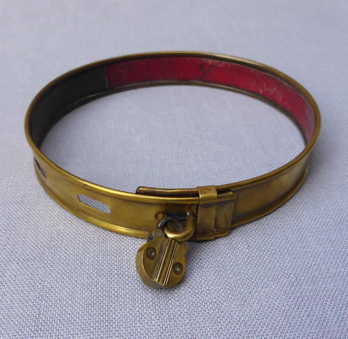 Victorian brass dog collar with trick padlock