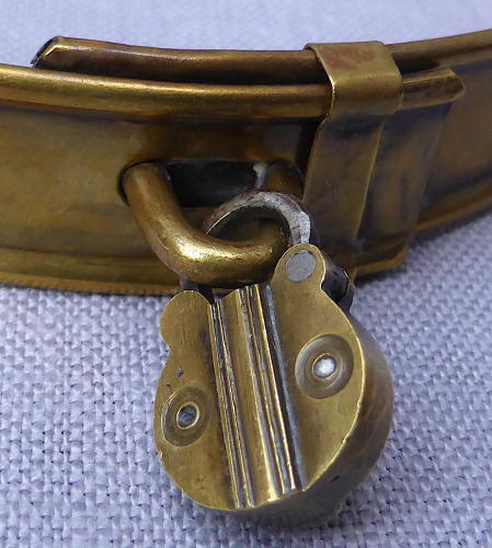 Victorian brass dog collar with trick padlock