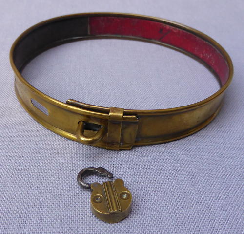 Victorian brass dog collar with trick padlock