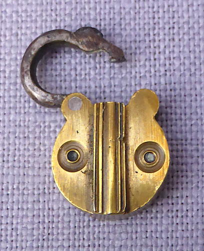 Victorian brass dog collar with trick padlock