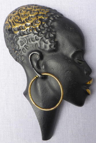 Mid 20th century Richard Rohac bronze African head wall mask