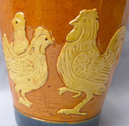 Belgian Blue art pottery faience cockerel vase
