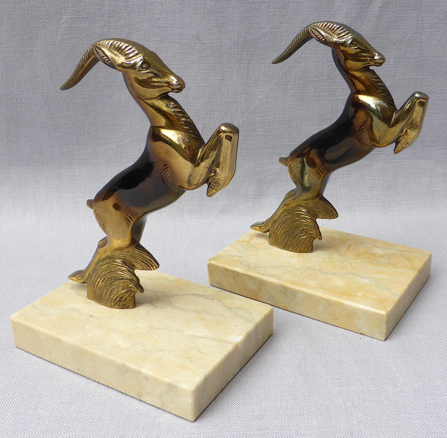 Pair of French Art Deco antelope bookends