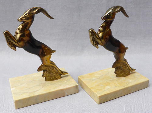 Pair of French Art Deco antelope bookends