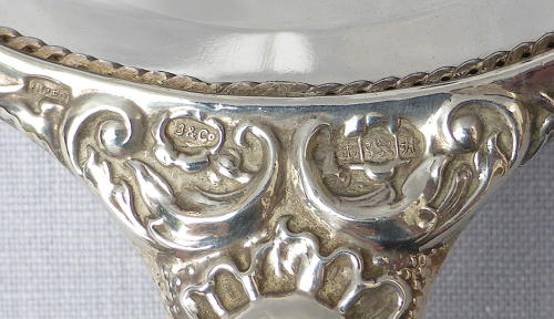 Repoussé silver hand mirror by Broadway & Co 1982