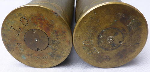 Pair of WWI brass shell case trench art vases