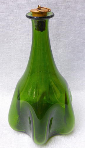 19th century melon-lobbed glass barber bottle
