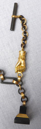 Bog oak & pinchbeck mourning Albertina watch chain