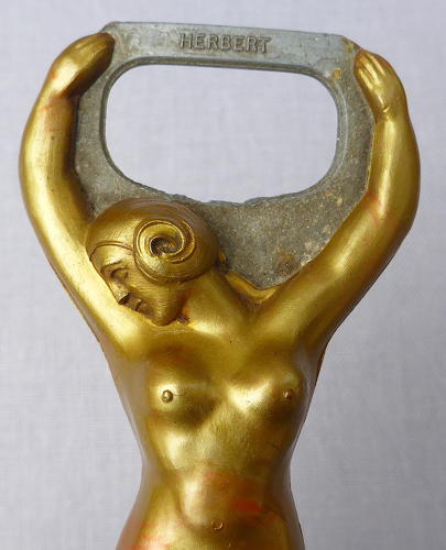Art Deco female nude Herbert bottle opener