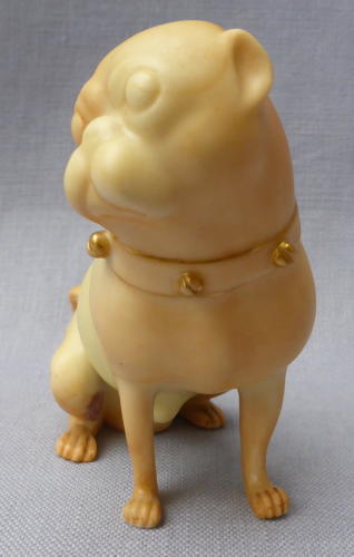 Royal Worcester blush ivory pug dog 1897