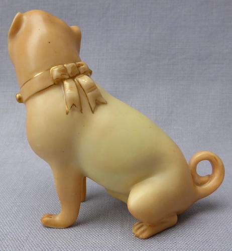 Royal Worcester blush ivory pug dog 1897