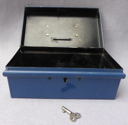 1930s Burnett Post Early tinplate money box