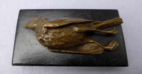 19th century bronze bird paperweight after Paul Comolera