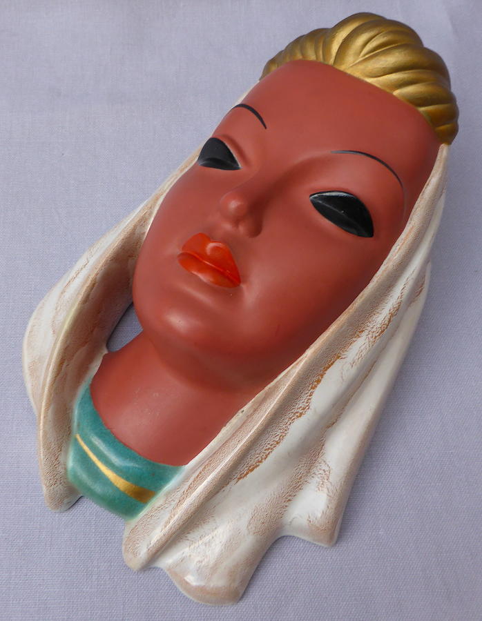 1950s Goldscheider ceramic wall mask by Adolf Prischl