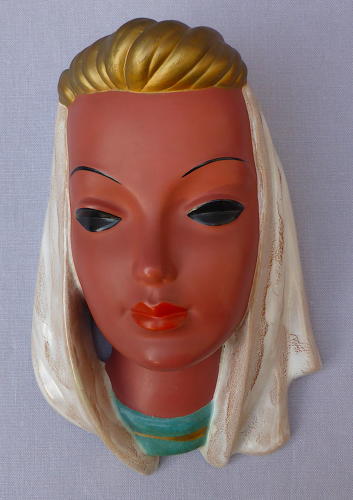 1950s Goldscheider ceramic wall mask by Adolf Prischl