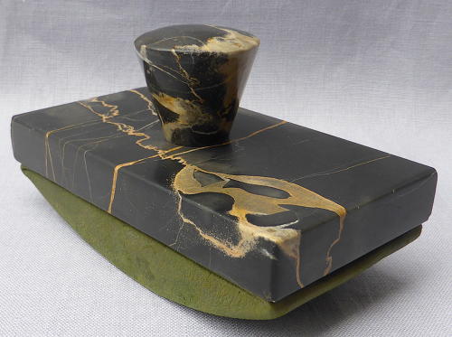 Art Deco Portoro marble desk set