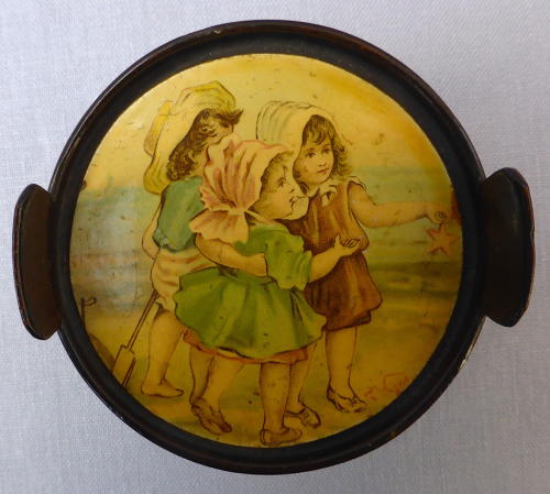 19thC novelty pail shaped Mauchline thread holder