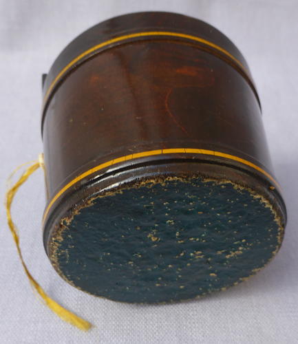 19thC novelty pail shaped Mauchline thread holder