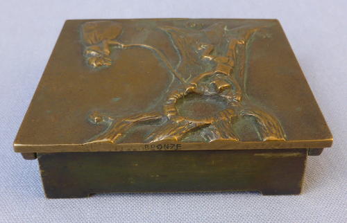 Early 20thC bronze Tinderbox cigarette box