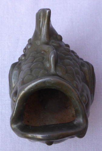 1930s Just Andersen patinated metal fish vessel