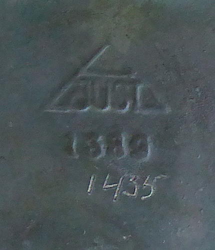 1930s Just Andersen patinated metal fish vessel