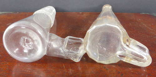 Pair of glass caged bird feeders