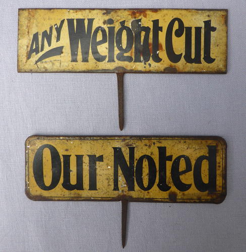 Pair of Edwardian Durable tin grocer's shop signs