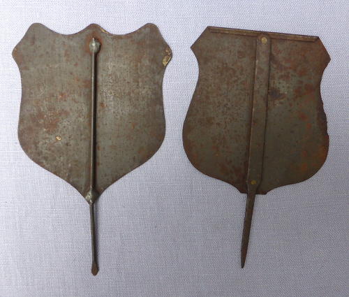 Pair of Edwardian tin grocery shop price signs