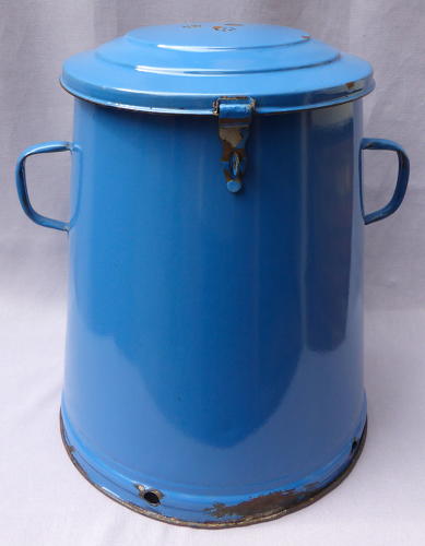 Large Hungarian Budafok enamel ware storage bin 1940s