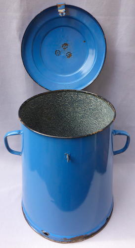 Large Hungarian Budafok enamel ware storage bin 1940s