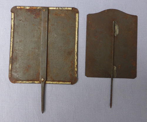 Pair of Edwardian tin grocery shop price labels