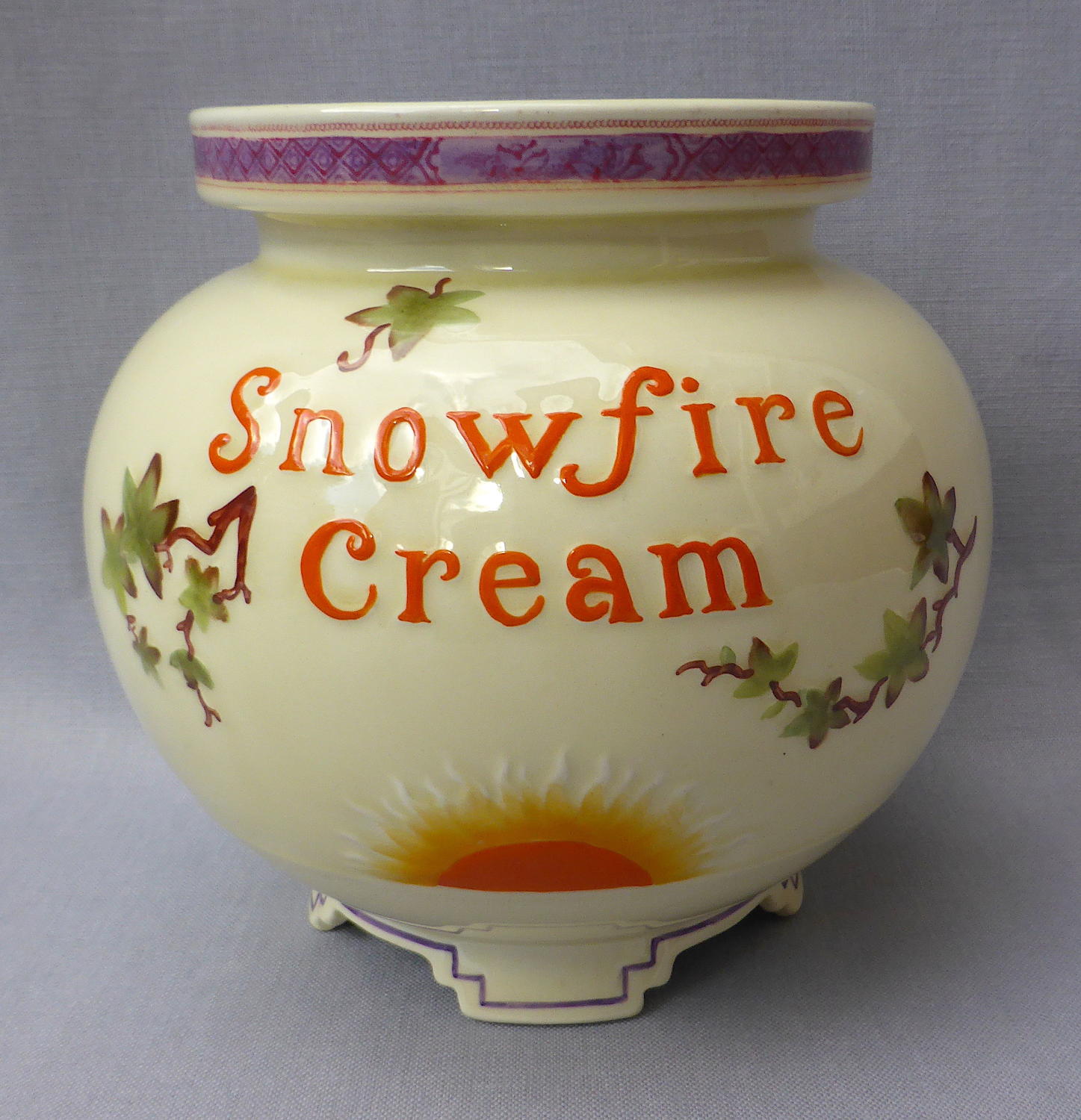 Large Snowfire Cream chemist jar early 20thC