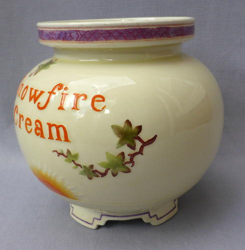 Large Snowfire Cream chemist jar early 20thC