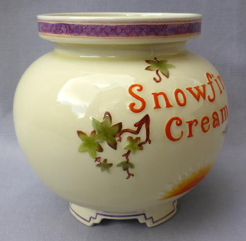 Large Snowfire Cream chemist jar early 20thC